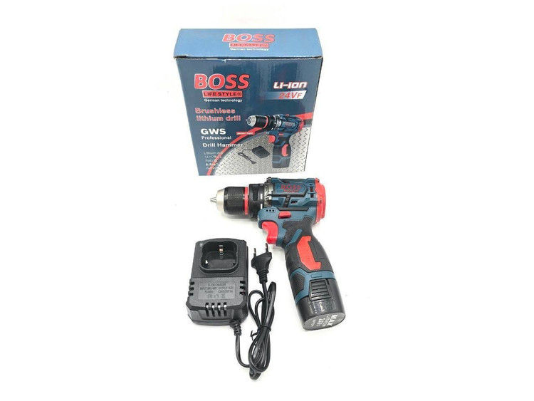 خرید و قیمت دریل شارژی ۲۴ ولت براشلس سه نظام فلزی باس مدل Bs3034